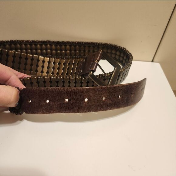 New,Never Worn Guido Angeloni Brass/ Leather w/Swarovski Crystals Belt Sz.L $200 main image 7